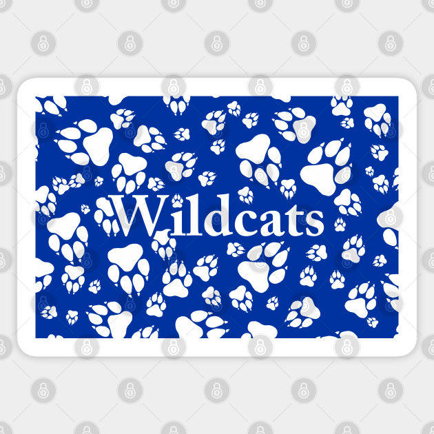 Wildcat Paw Prints Pattern White on Blue Digital Design Sticker by PurposelyDesigned